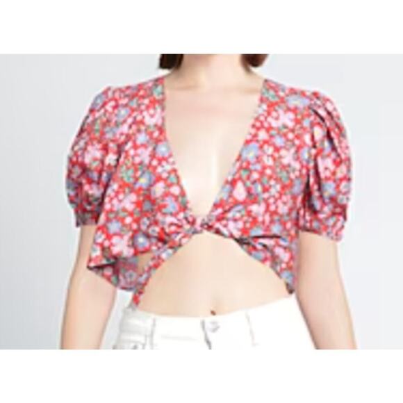 Versace Jeans Couture floral print Crop Top Red - Picture 4 of 9